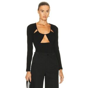 Jonathan Simkhai Standard Sandra Matte‎ Jersey Cut Out Bodysuit Black Size M
